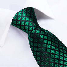 green black lines plaid mens silk ties handkerchief cufflinks set for mens suit dress