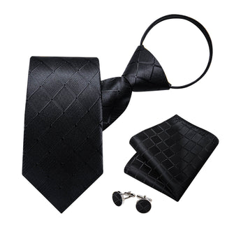  Black Plaid Men's Silk Tie