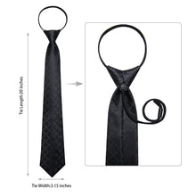 DiBanGu Bucket Tie Black Plaid Men's Silk Tie Handkerchief Cufflinks Set
