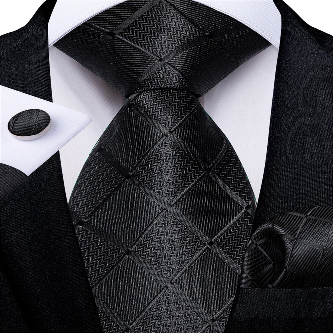  Black Plaid Men's Silk Tie