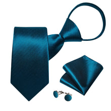 Teal Blue Striped Bucket Silk Tie