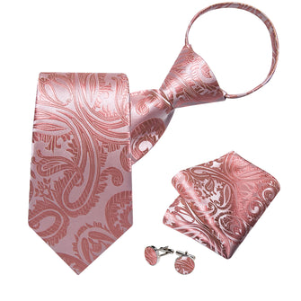 Pink Jacquard Paisley Bucket Silk Tie