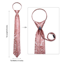 DiBanGu Men's Tie Pink Jacquard Paisley Bucket Silk Tie Set Fashion