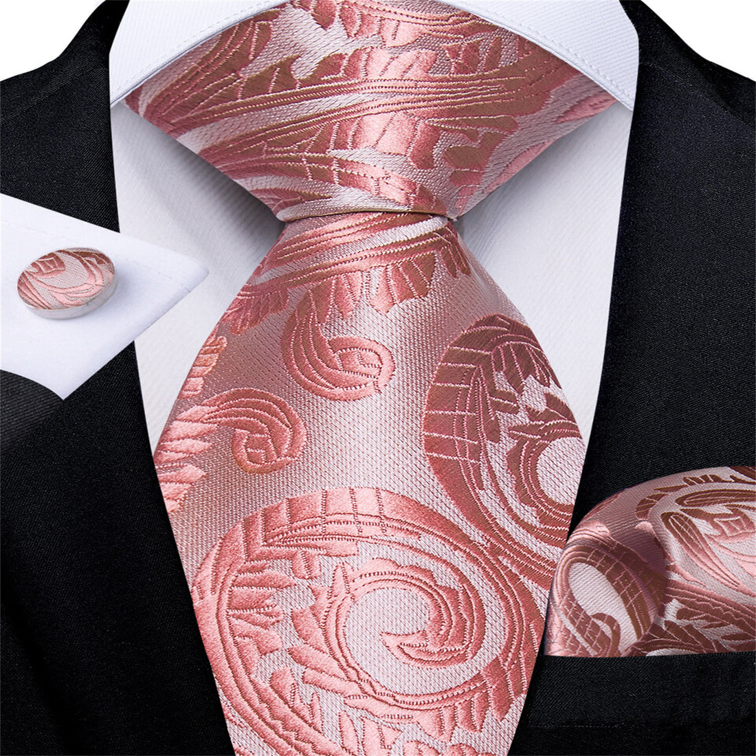 Pink Jacquard Paisley Bucket Silk Tie