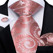 DiBanGu Men's Tie Pink Jacquard Paisley Bucket Silk Tie Set Fashion