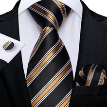 Black Champagne Gold Stripe Men's Tie 