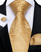 Khaki Floral Men's Tie Pocket Square Cufflinks Set