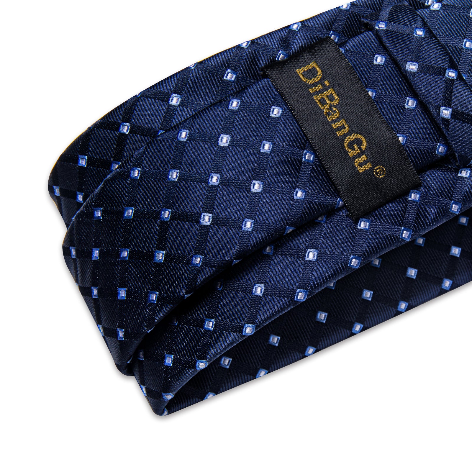 Blue Dotted Men's Tie Pocket Square Cufflinks Clip Set