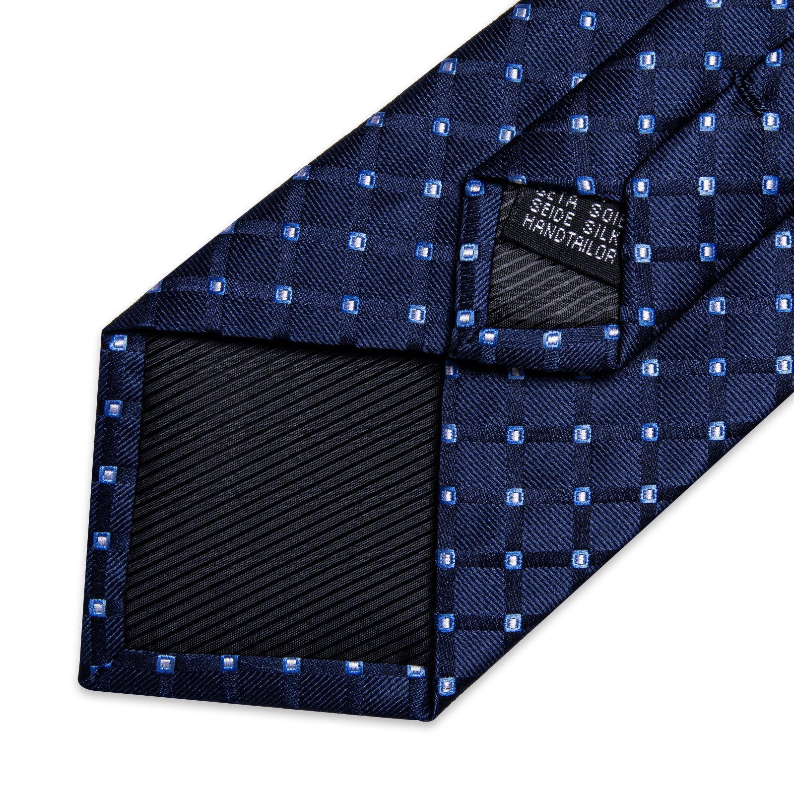 Blue Dotted Men's Tie Pocket Square Cufflinks Clip Set