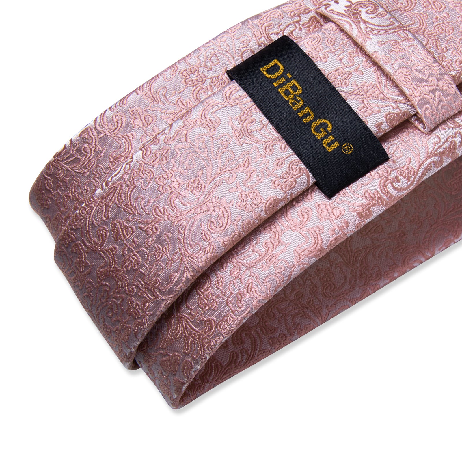 Pink Floral Men's Tie Pocket Square Cufflinks Clip Set