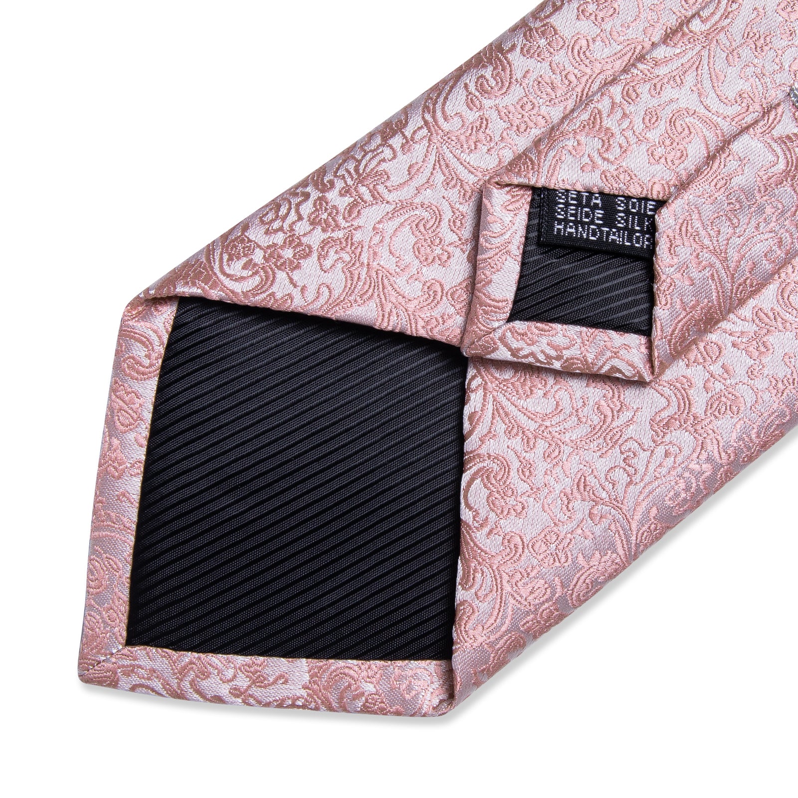 Pink Floral Men's Tie Pocket Square Cufflinks Clip Set