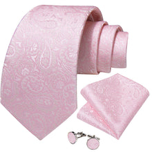 Pink Paisley Men's Tie Pocket Square Cufflinks Set