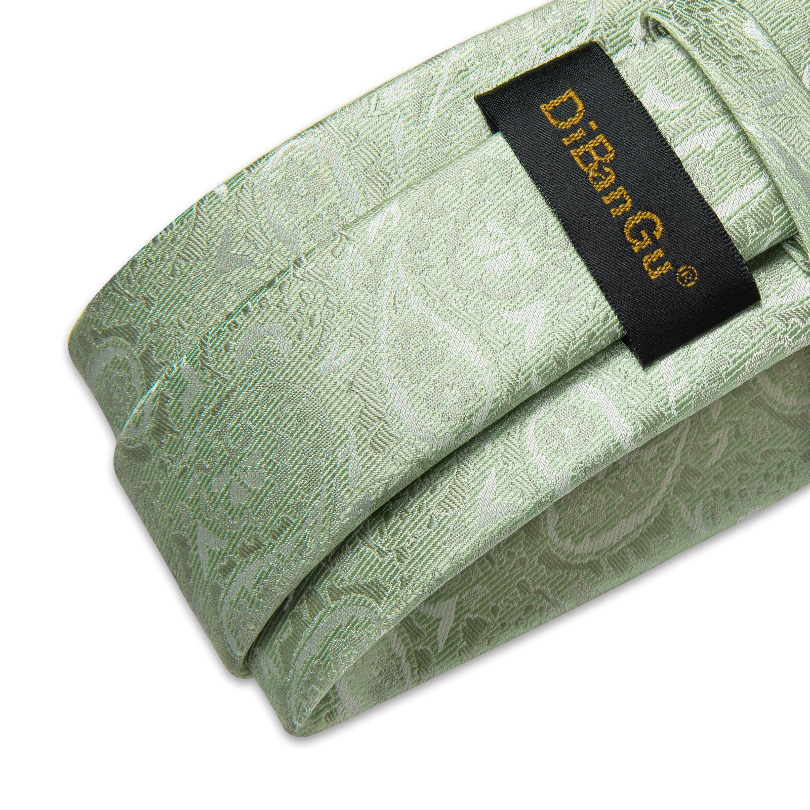 Mint Green Paisley Men's Tie Pocket Square Cufflinks Clip Set