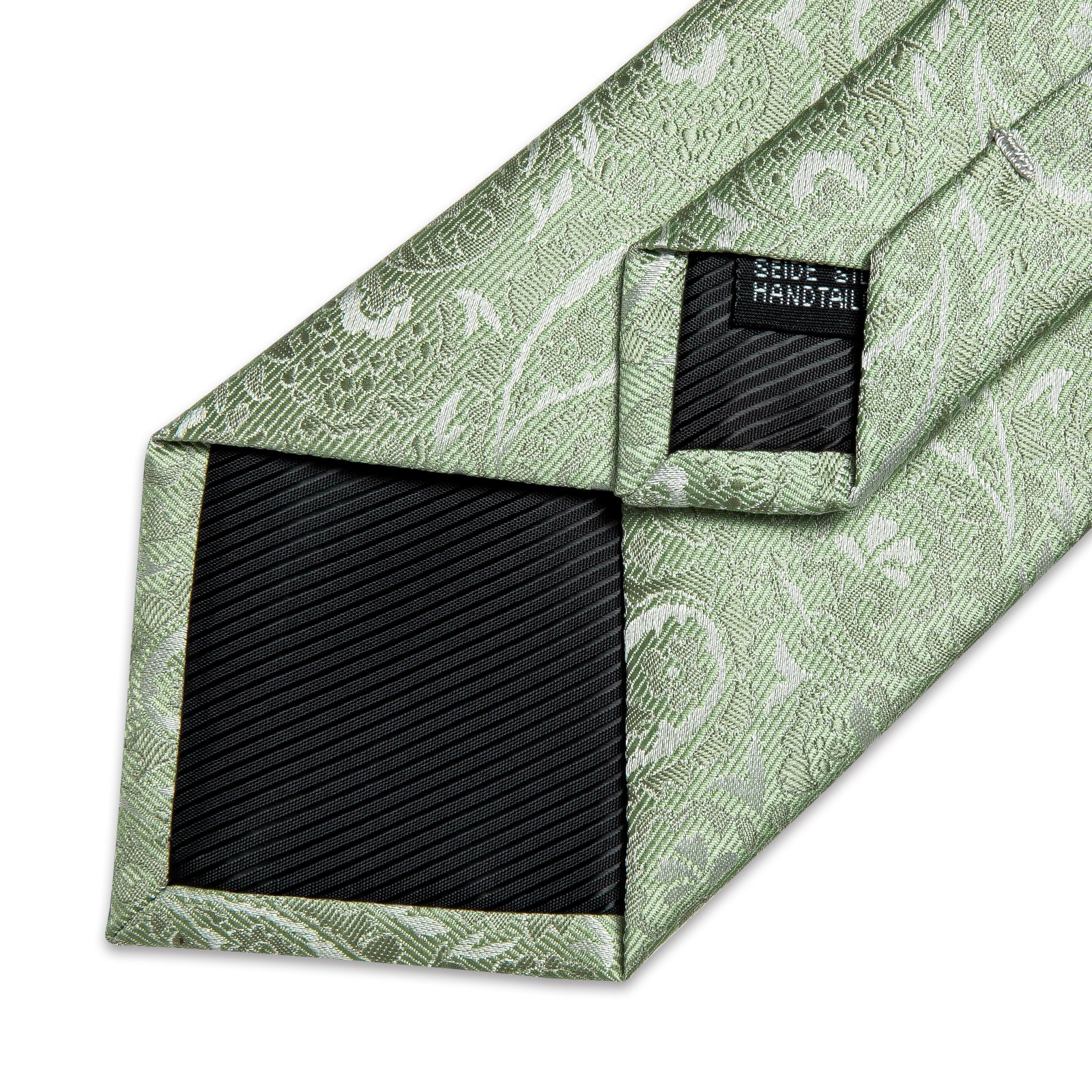 Mint Green Paisley Men's Tie Pocket Square Cufflinks Clip Set