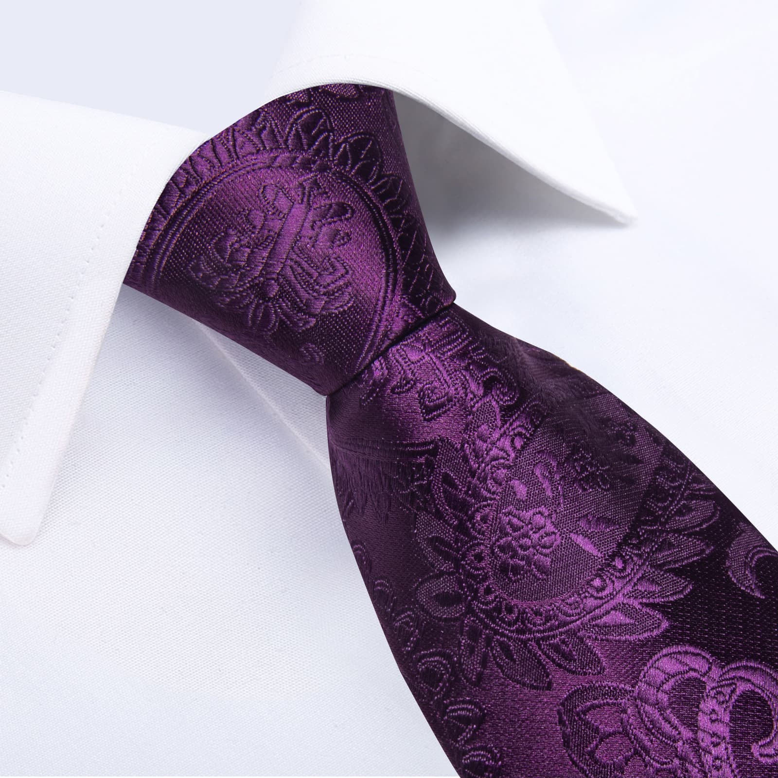 Silk Tie Deep Purple Paisley Lazy Easy-pull Mens Dress Tie Set
