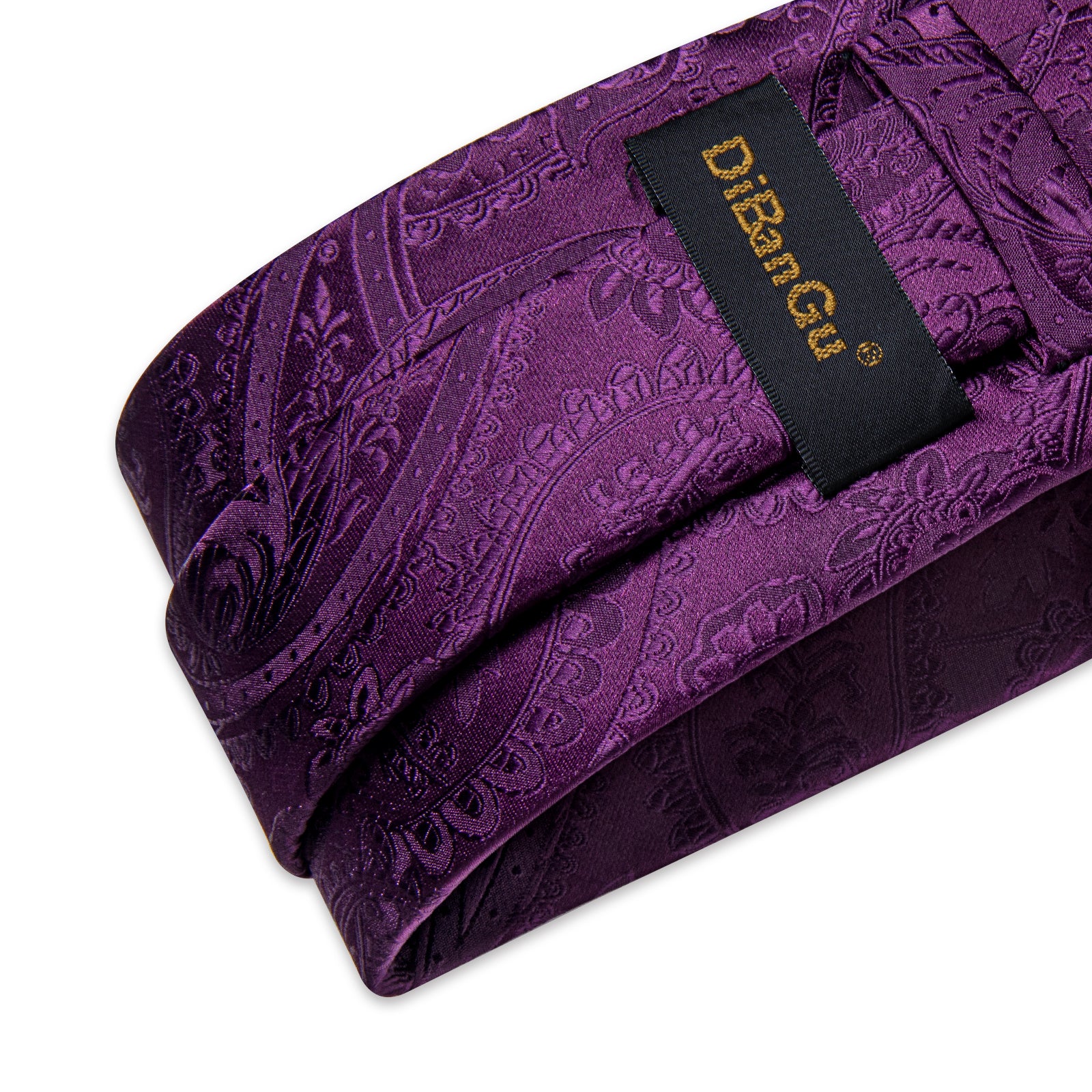 Purple Floral Men's Tie Pocket Square Cufflinks Clip Set