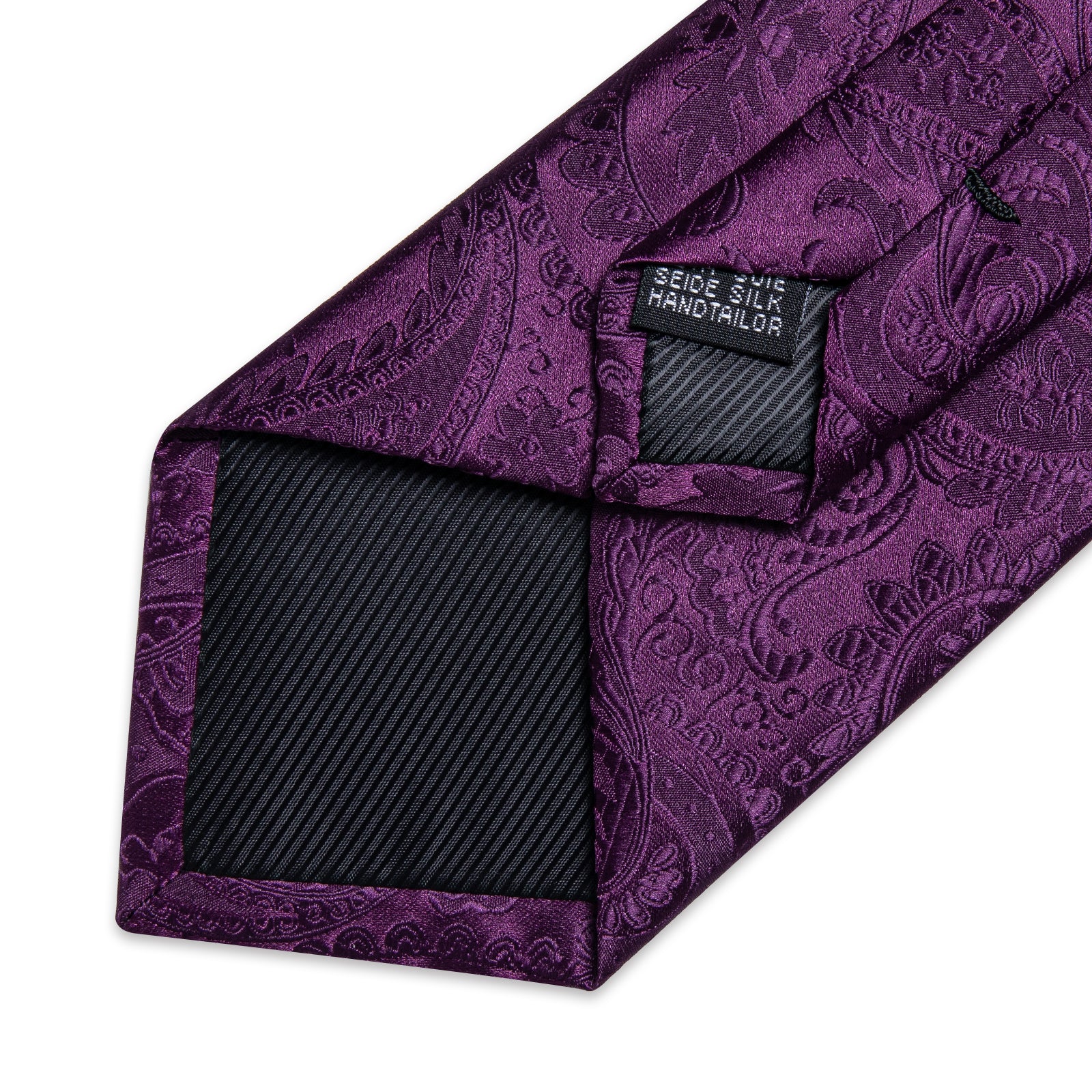Purple Floral Men's Tie Pocket Square Cufflinks Clip Set