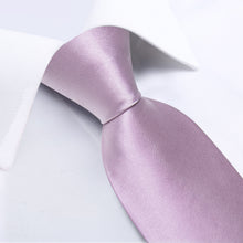 Silver Solid Men's Tie Pocket Square Cufflinks Set