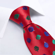 Christmas Red Blue Green Dots Men's Tie Pocket Square Cufflinks Set
