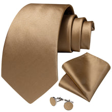 Champagne Gold Solid Men's Tie Pocket Square Handkerchief Set