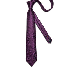 Purple Red Floral Men's Tie Handkerchief Cufflinks Set