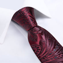 Claret Floral Men's Tie Handkerchief Cufflinks Set