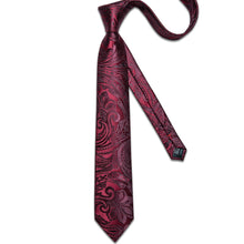 Claret Floral Men's Tie Handkerchief Cufflinks Set