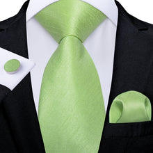 Green Solid Men's Tie Pocket Square Handkerchief Set