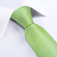 Green Solid Men's Tie Handkerchief Cufflinks Clip Set