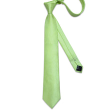 Green Solid Men's Tie Handkerchief Cufflinks Clip Set