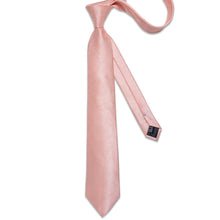 Pink Solid Men's Tie Handkerchief Cufflinks Set