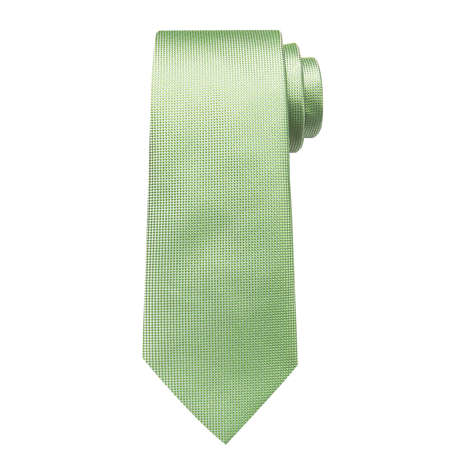 Green Solid Men's Tie Handkerchief Cufflinks Clip Set