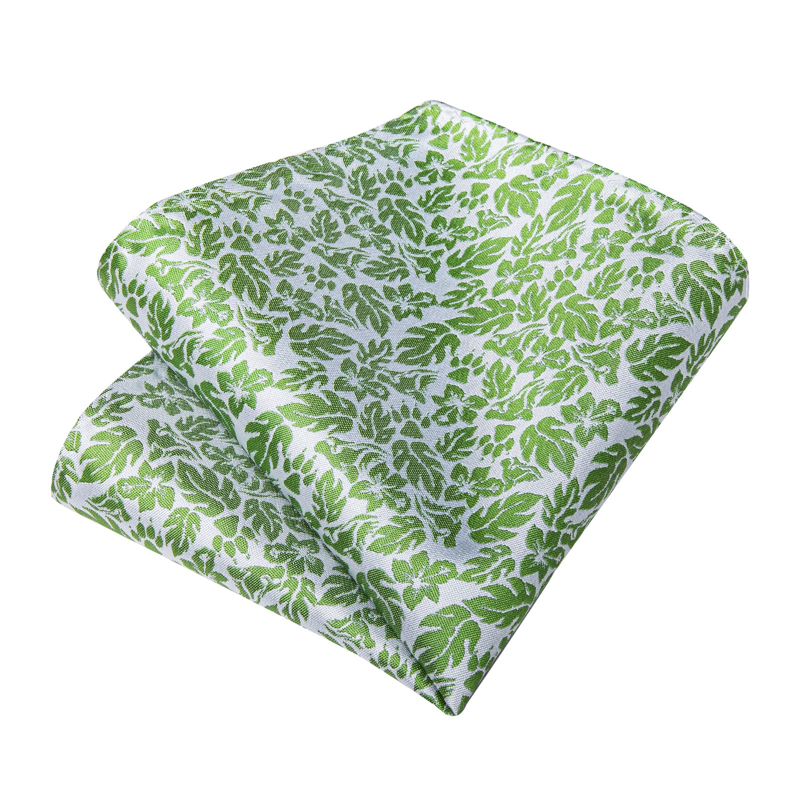 Grey Green Leaves Solid Men's Tie Handkerchief Cufflinks Clip Set