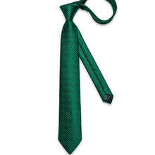 Green Black Plaid Men's Tie Handkerchief Cufflinks Clip Set