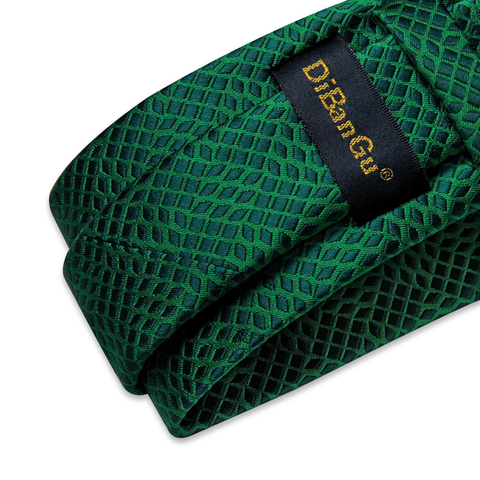 Green Black Plaid Men's Tie Handkerchief Cufflinks Clip Set