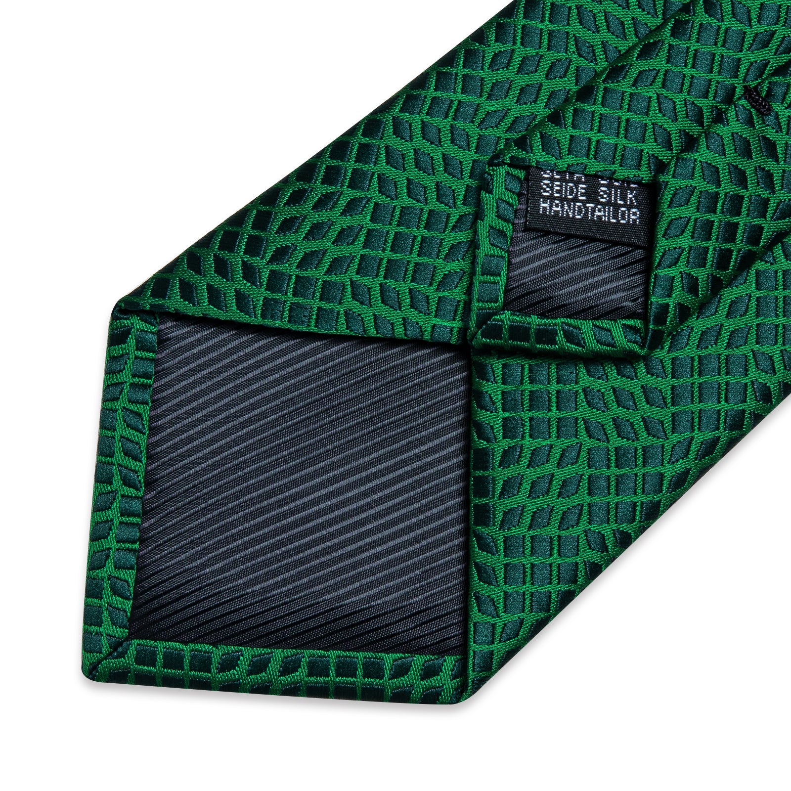 Green Black Plaid Men's Tie Handkerchief Cufflinks Clip Set