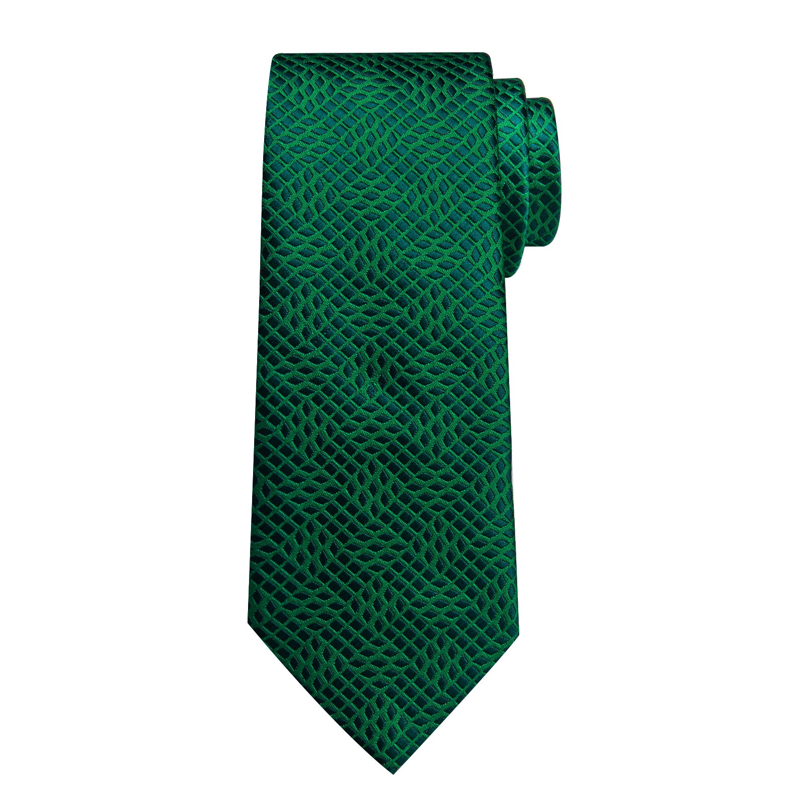Green Black Plaid Men's Tie Handkerchief Cufflinks Clip Set