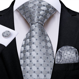 Silver Grey Plaid Men's Tie