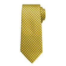 Black Yellow Plaid Men's Tie Handkerchief Cufflinks Clip Set
