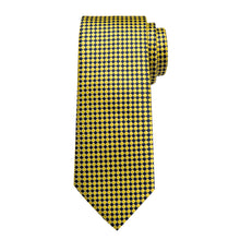 Yellow Blue Plaid Men's Tie Handkerchief Cufflinks Set