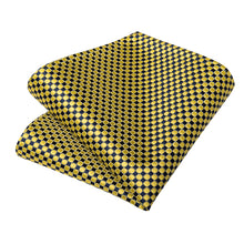 Blue Yellow Plaid Men's Tie Handkerchief Cufflinks Clip Set