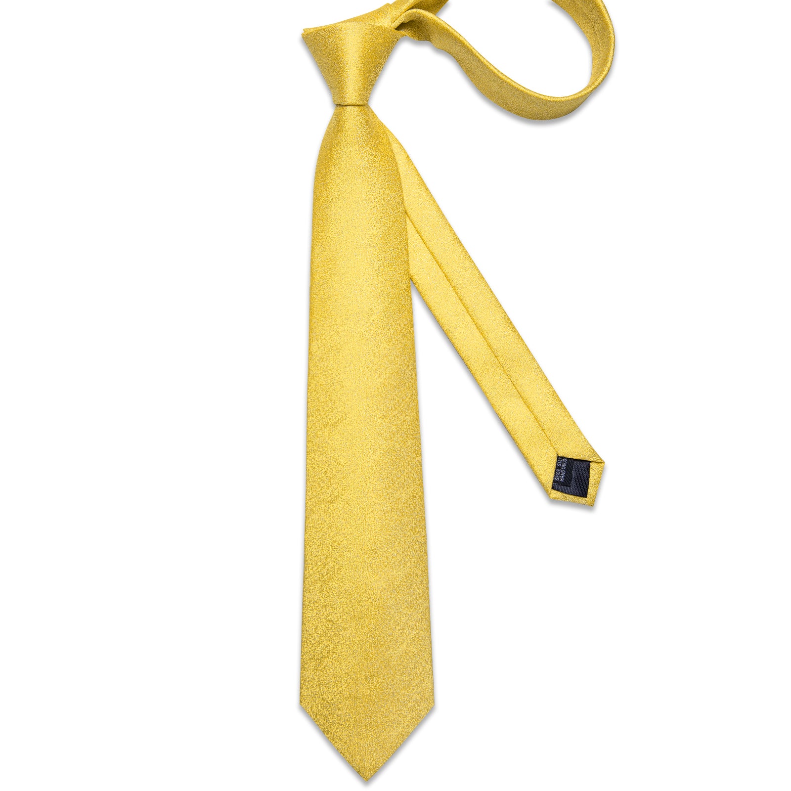Light Yellow Solid Men's Tie Handkerchief Cufflinks Clip Set