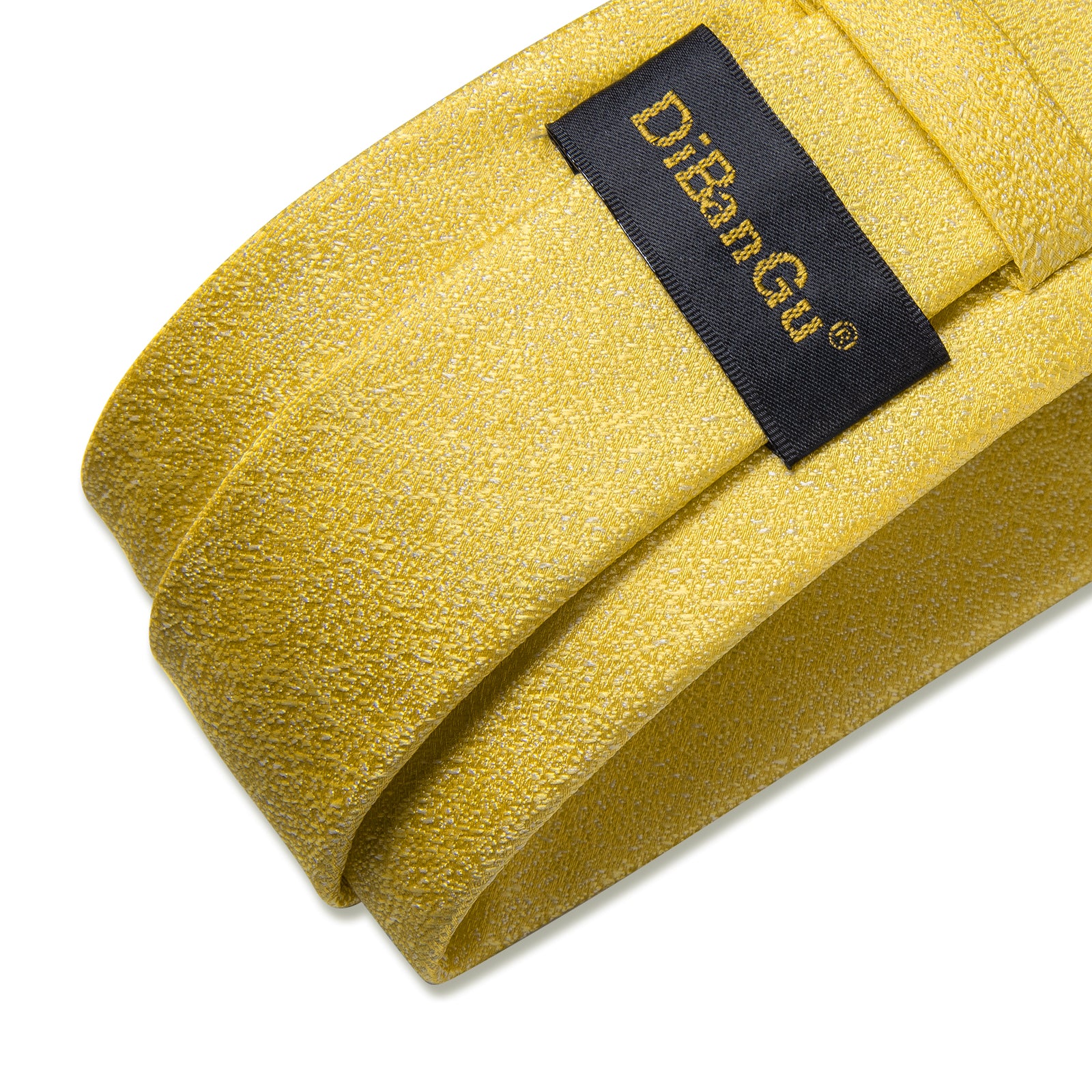 Light Yellow Solid Men's Tie Handkerchief Cufflinks Clip Set