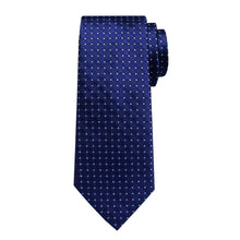 Dark Blue Dotted Men's Tie Handkerchief Cufflinks Clip Set