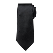 Black Lattice Solid Men's Tie Handkerchief Cufflinks Clip Set