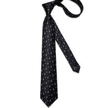 Christmas Black Solid Cartoon Penguin Men's Tie Handkerchief Cufflinks Clip Set