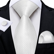 Milky White Solid Men's Tie Pocket Square Handkerchief Set