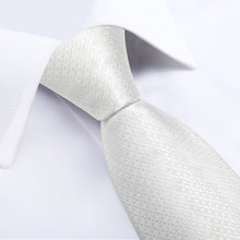Milky White Solid Men's Tie Pocket Square Handkerchief Set
