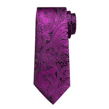 Purple Red Floral Men's Tie Pocket Square Handkerchief Set