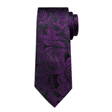 Black Purple Red Floral Men's Tie Pocket Square Handkerchief Set